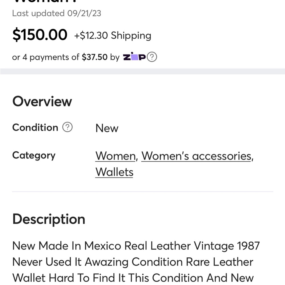 New Carnet Piel Genuina Woman Wallet Made In Mexico Hand Made Vintage 1987 . - Picture 9 of 11
